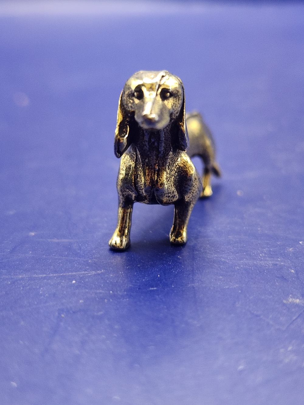 Vintage Mini Brass Dachshund Dog Figurine
